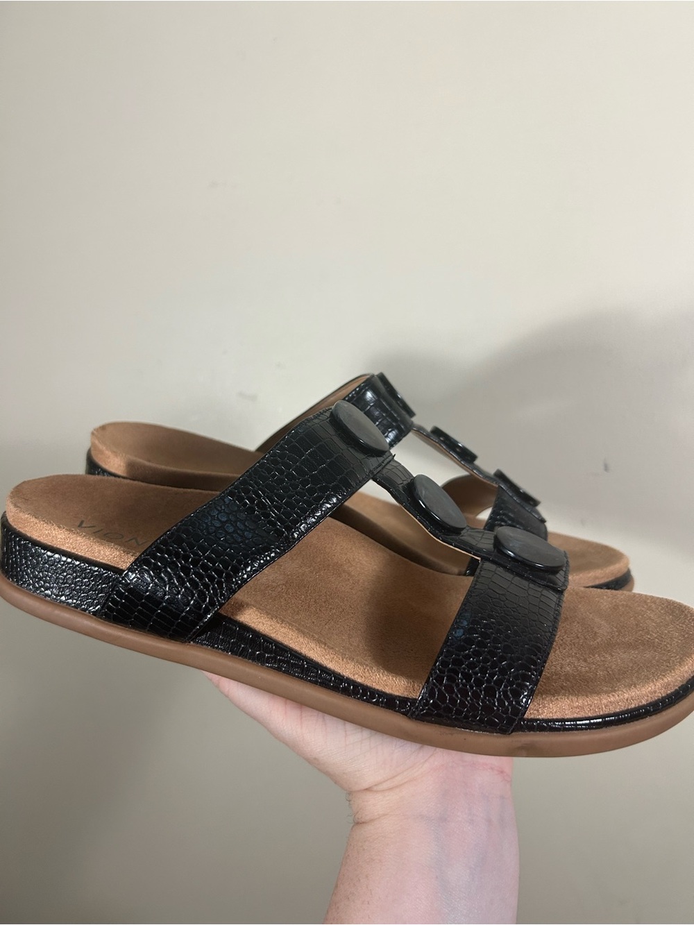 Vionic Serra Women's T-Strap Slip-on Supportive Sandal Black Size 9.5 - Picture 3 of 7